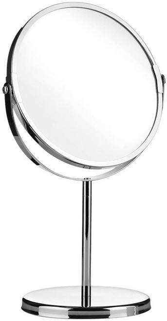 上豪明鏡 雙面桌上鏡 2倍放大 可摺疊收納 360度旋轉, 不鏽鋼色