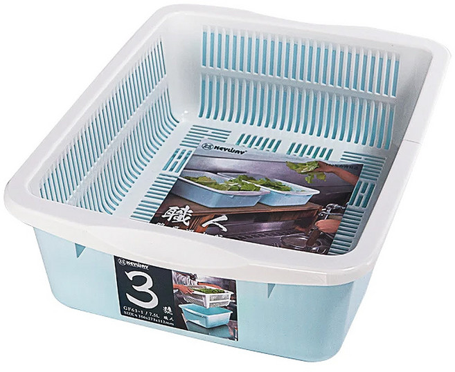 KEYWAY 聯府 職人3號雙層瀝水籃 GF63-1 7.5L, 藍色, 1個