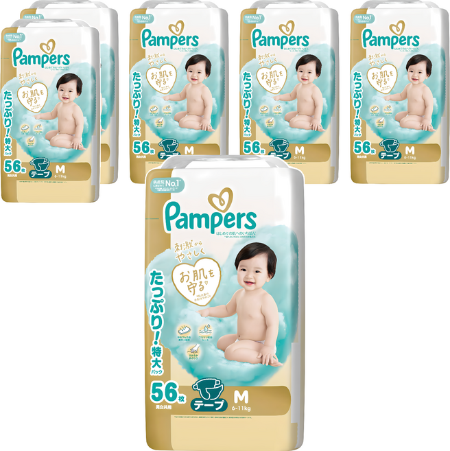 Pampers 幫寶適 日本境內版 黏貼型尿布 6~11kg, M, 336片
