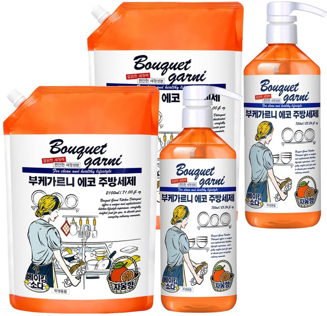 부케가르니 에코 주방세제 자몽향 본품 + 리필, 2세트