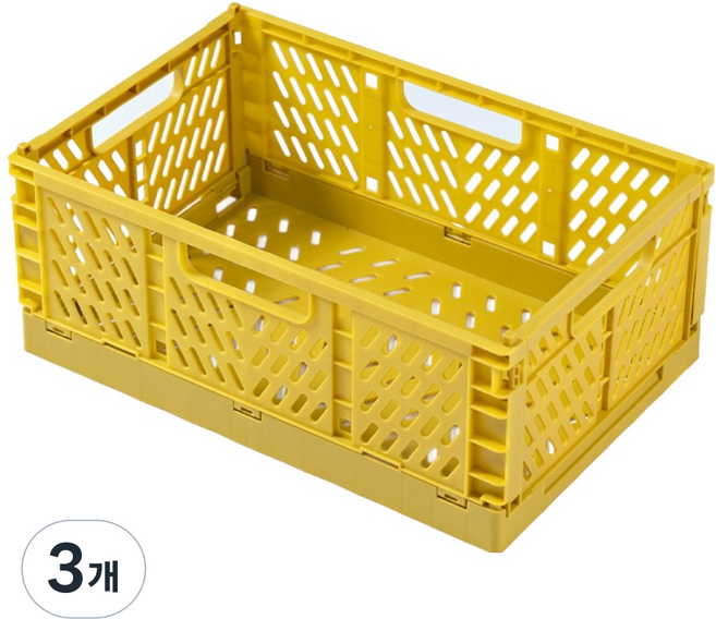 와우킹 접이식 펜트리 수납 정리 리빙박스, 옐로우, 3개
