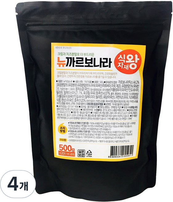 식자재왕 스파게티소스 뉴까르보나라, 500g, 4개