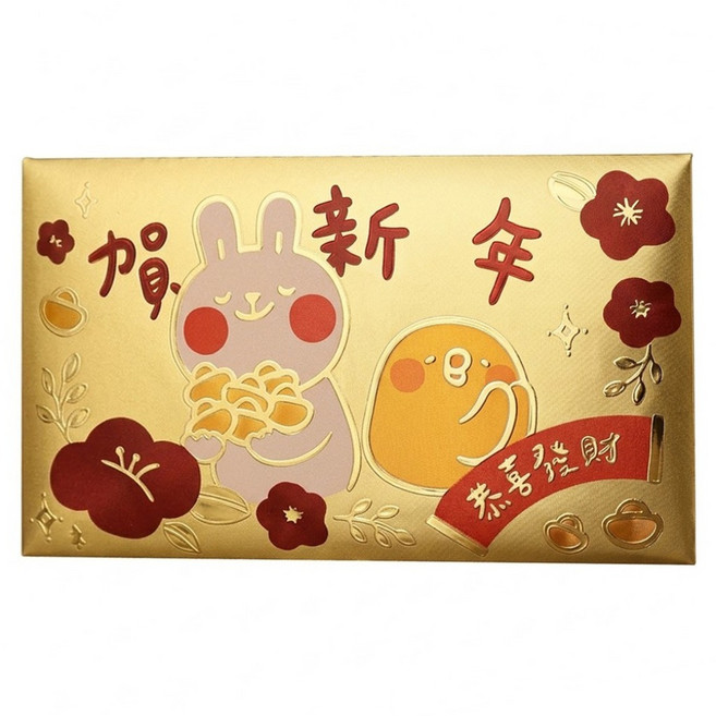 YENDAR 研達 懶散兔與啾先生金箔紅包袋, 1個