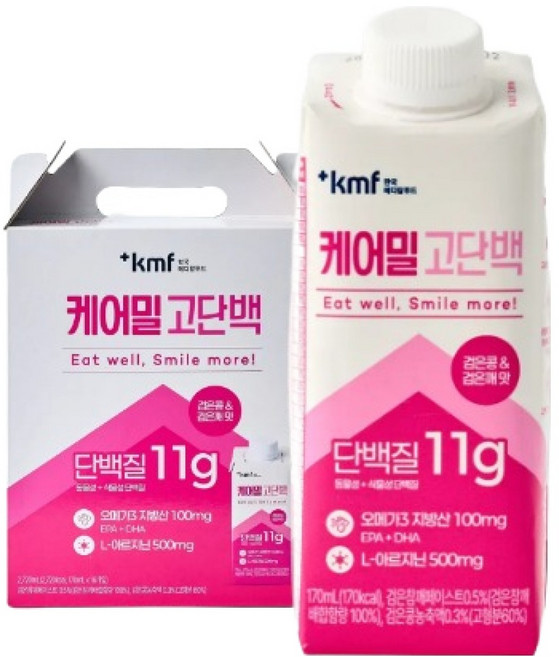 한국메디칼푸드 케어밀 고단백 검은콩 & 검은깨맛, 170ml, 16개