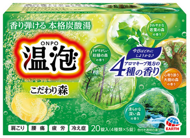EARTH 地球製藥 溫泡ONPO 森林碳酸泡澡錠 20個, 900g, 1組