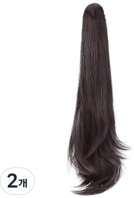 하이유니 네츄럴 웨이브 포니테일 가발 50cm, 다크브라운, 2개
