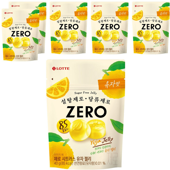 롯데제로 시트러스 유자 젤리, 40g, 6개