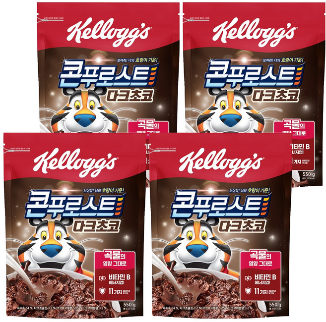 Kellogg's 家樂氏 FROSTIES 東尼玉米片 黑巧克力麥片, 4個, 550g