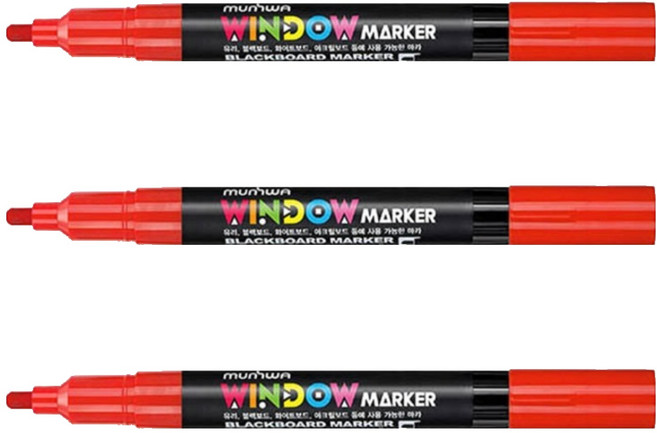 문화연필 윈도우마카 빨강, 3개, 1색