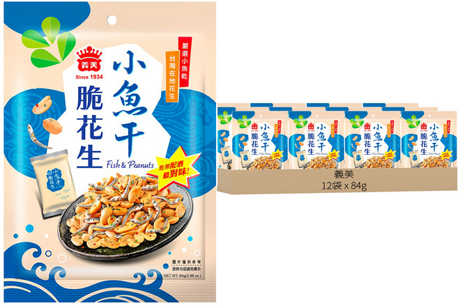 義美 小魚干脆花生, 84g, 12袋