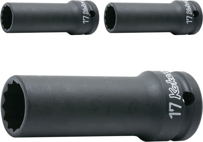 코켄 1/2 임팩 세미롱 소켓 14306X 12각 17mm 아시바용, 3개