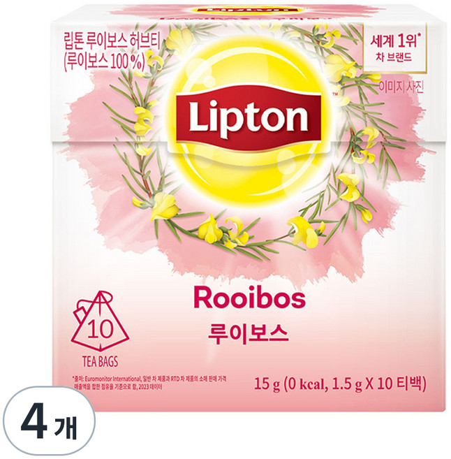 립톤 루이보스 허브차 티백, 1.5g, 10개입, 4박스
