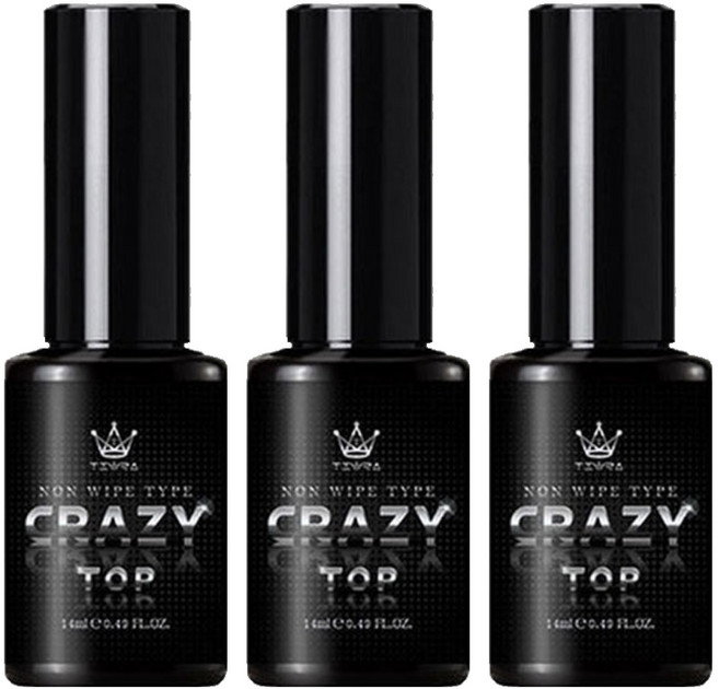 TIARA 논와이프 크레이지 오버레이 탑 젤, 틱크, 14ml, 3개