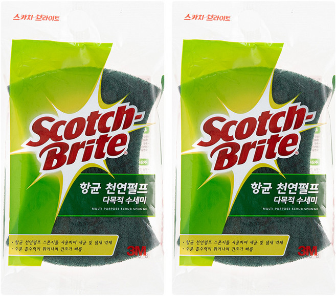 스카치브라이트 항균 천연펄프 다목적 수세미, 1개입, 2개