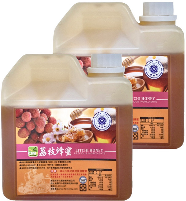 彩花蜜 台灣荔枝蜂蜜, 1.2kg, 2瓶