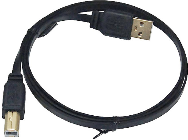 i-gota 愛購它 USB 2.0 A公-B公 黑色扁線 鍍金頭 超薄型設計 高速傳輸線, 1m, 1條