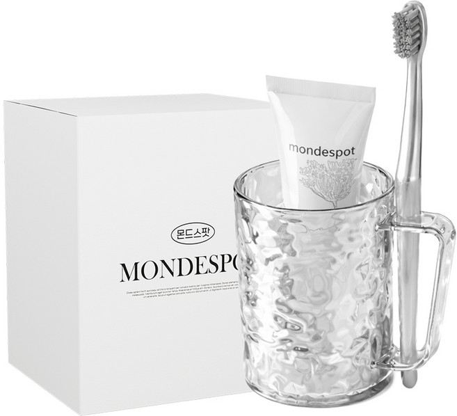 몬드스팟 투명 호텔 울퉁불퉁 욕실 양치컵 YY57496, 화이트, 1개