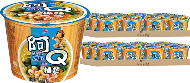 統一 阿Q桶麵 生猛海鮮風味 98g, 24入