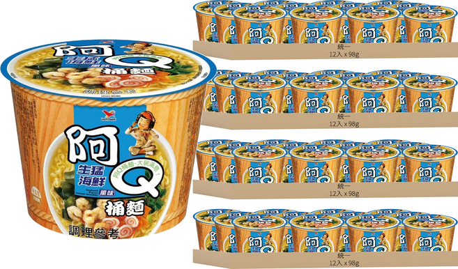 統一 阿Q桶麵 生猛海鮮風味 98g, 48入
