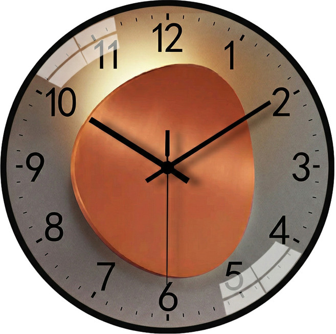 YS 무소음 모던 원형 거실 인테리어 벽시계, 블랙라인