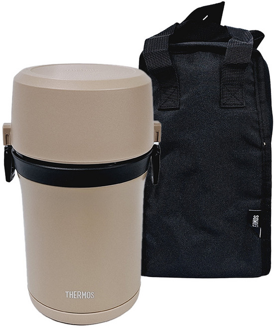 THERMOS 膳魔師 保溫容器 真空隔熱雙層結構 含收納袋, 米色, 1.5L, 1組