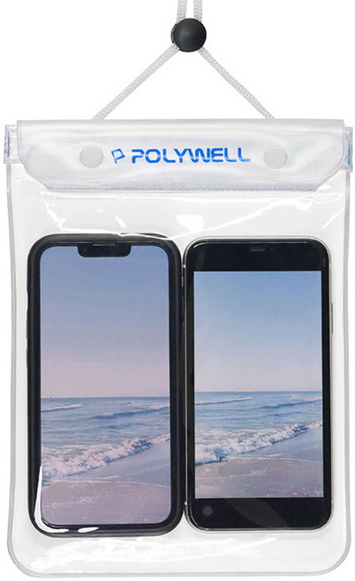 POLYWELL 寶利威爾 大容量透明手機防水袋 PW15-T65-0302, 白色, 1個