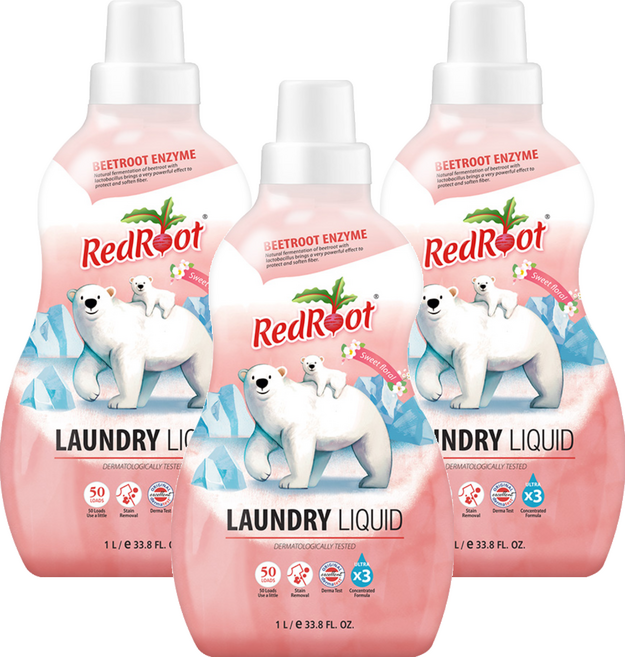 레드루트 유아 세탁세제 스위트플로랄향 플러스, 1L, 3개