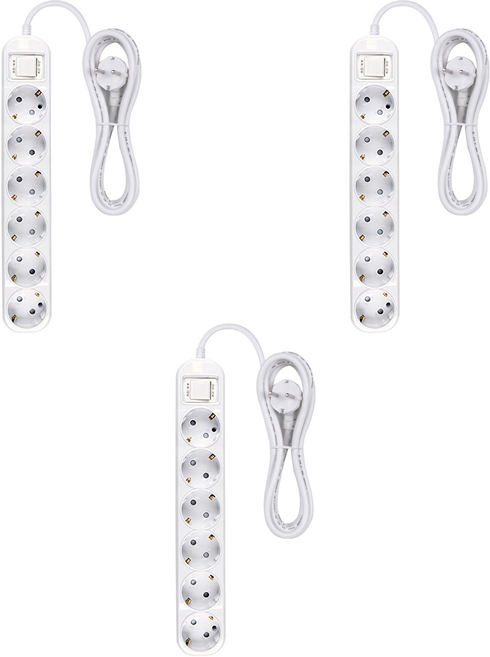 이어지다 접지 멀티탭 6구, 2.5m, 3개