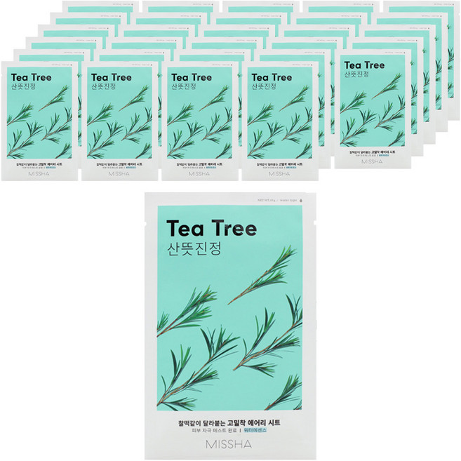 미샤 에어리 밀착 시트 마스크 티트리, 1개입, 40개