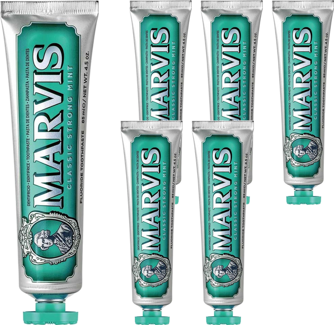 MARVIS 台灣公司貨 義大利牙膏 經典薄荷, 85ml, 1入, 6條