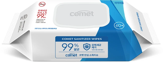 코멧 안심 소독티슈 캡형, 50g, 60매, 1개 - 쿠팡