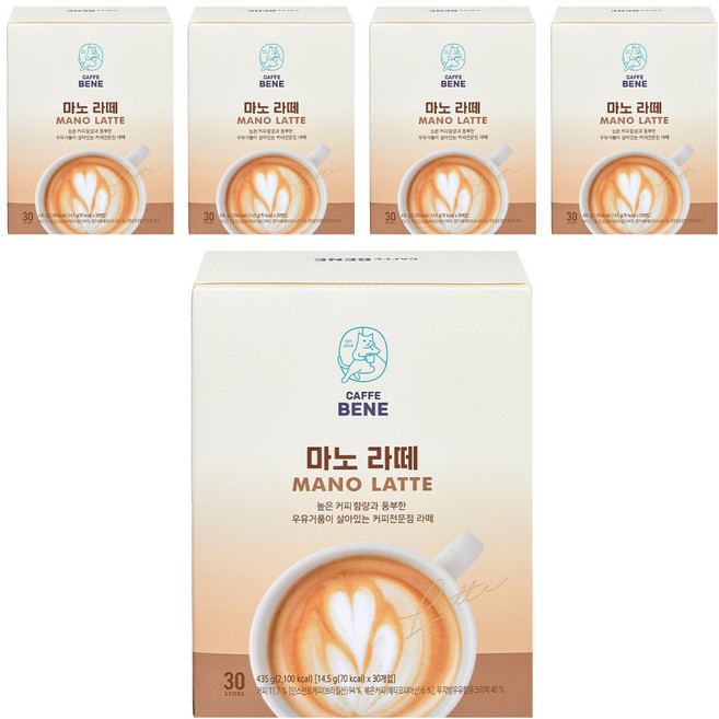 카페베네 마노라떼, 14.5g, 30개입, 5개