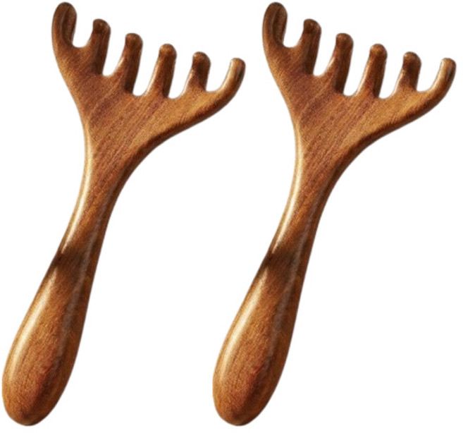 누비엘라 두피 마사지 괄사 마사지기 15cm, 2개, 우드