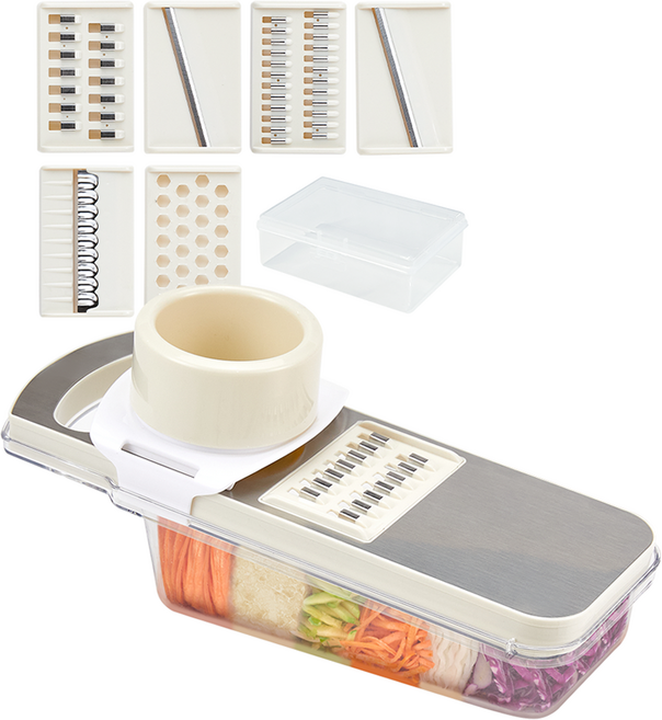 르메이드 스테인레스 슬라이서 다용도 마그넷 만능 채칼 세트, 아이보리, 1개