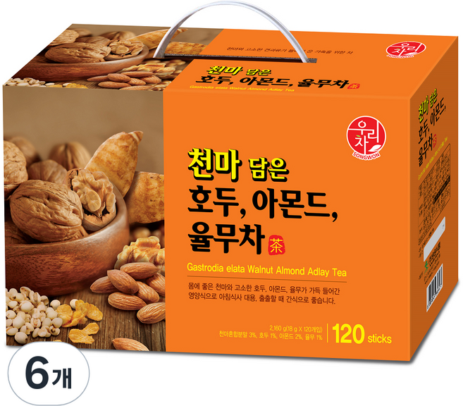 우리차 천마 담은 호두 아몬드 율무차, 18g, 120개입, 6개