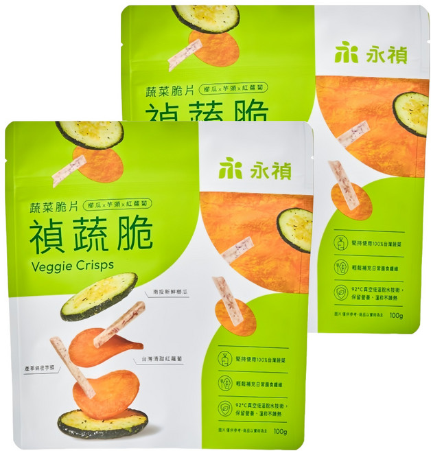 永禎 禎蔬脆 蔬菜脆片, 2包, 100g