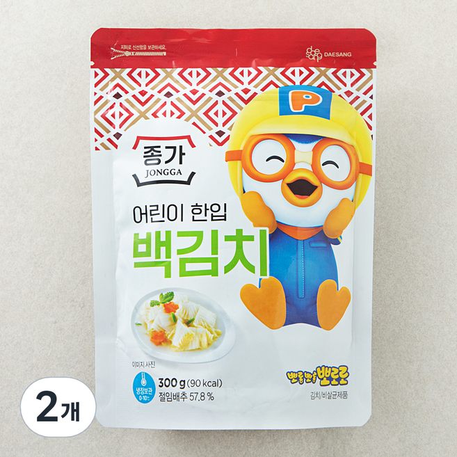종가 어린이 한입 백김치, 300g, 2개