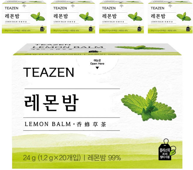 TEAZEN 茶禪 檸檬香蜂草茶茶包, 1.2g, 20包, 5盒