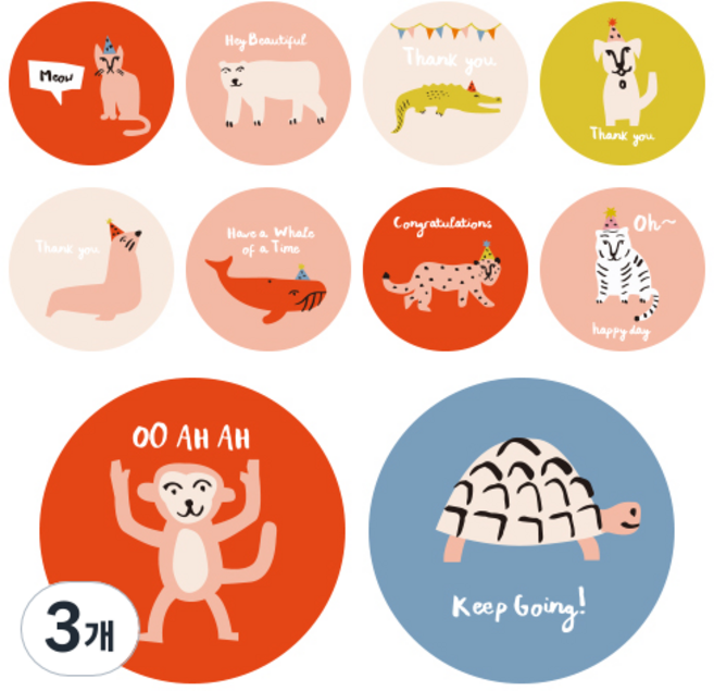 인디케이 애니멀 스윗 콜렉션 스티커 혼합, 랜덤발송, 300개