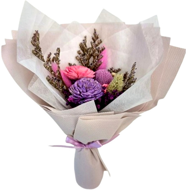 A-ONE 匯旺 粉紫索拉玫瑰花紫色大球花繡球花永生花束 W款 AE-FBQ23