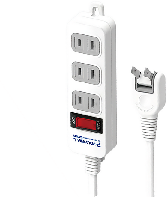 POLYWELL 寶利威爾 2孔電源延長線1切3座 PW15-T05-A019, 1.8m, 白色, 1條