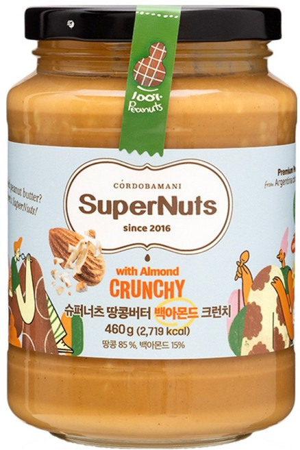 슈퍼너츠 땅콩버터 백아몬드 크런치, 460g, 1개