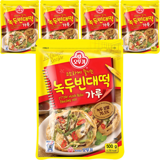오뚜기 녹두 빈대떡 가루, 500g, 5개