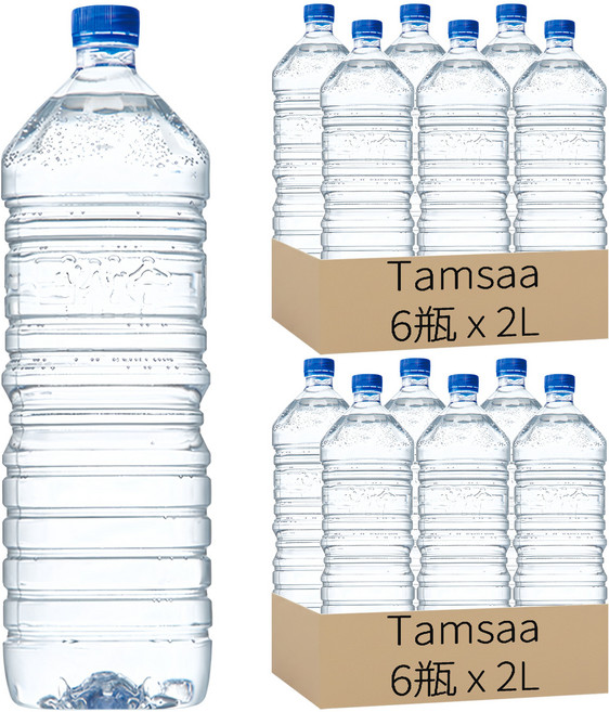 Tamsaa 無標籤天然水, 2L, 12瓶