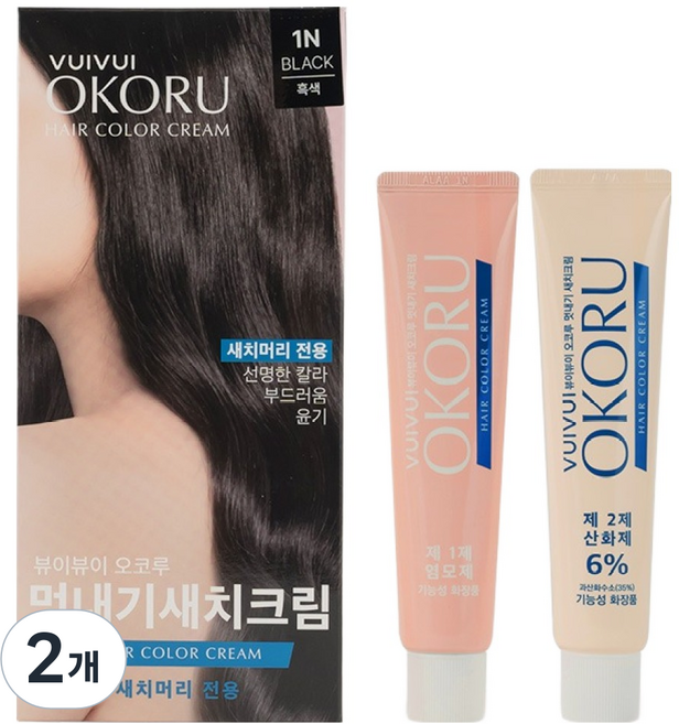 오코루 멋내기 새치크림, 1N 흑색, 2개