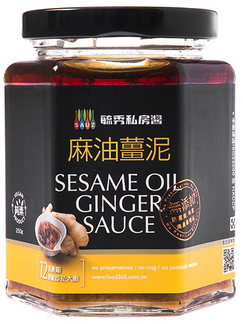 毓秀私房醬 麻油薑泥 全素, 250g, 1罐