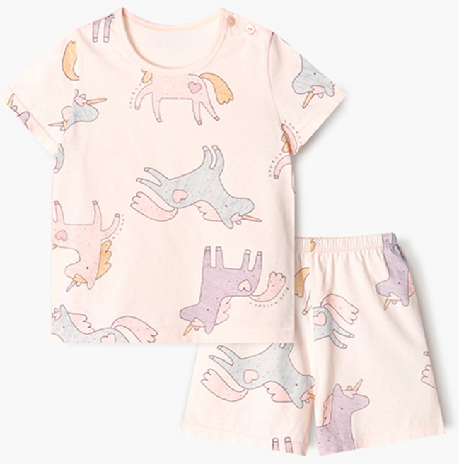 유니프랜드 아동용 핑키유니콘 오가닉 5부 내의 상하의 세트