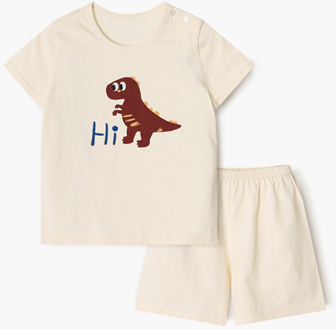 unifriend 兒童透氣Hi Dino有機五分袖家居服上下套裝
