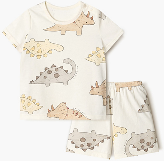 유니프랜드 아동용 통기성 브라운디노 오가닉 5부 내의 상하의 세트