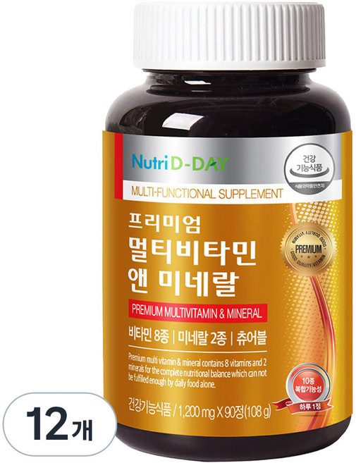 뉴트리디데이 프리미엄 멀티비타민 앤 미네랄, 90정, 12개